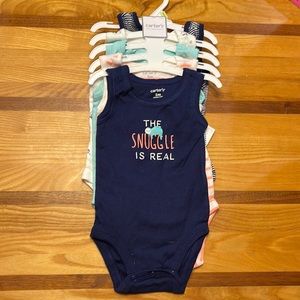 Baby 5 piece tank onesie sloth and striped set. Size 3 months